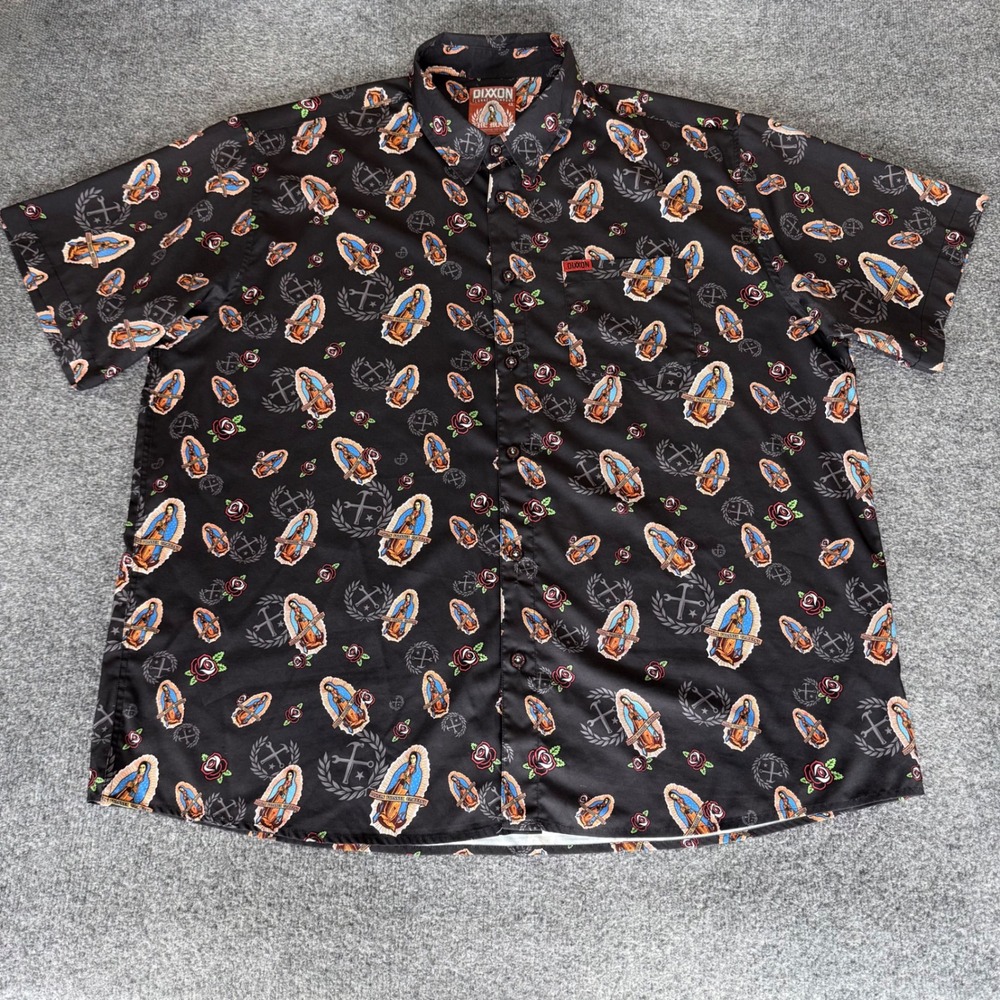DIXXON Flannel Co The Mary Shirt Mens 4XL Short Sleeve Button Up AOP Moto Casual